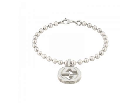 bracciale con ciondolo gucci|Bracciale Gucci Interlocking con Ciondolo Doppia G in Argento.